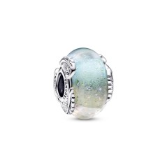 792577C00 - Charm de Cristal de Murano Multicolor en plata de ley & Pluma Curvada