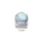 Charm de Cristal de Murano Multicolor en plata de ley & Pluma Curvada