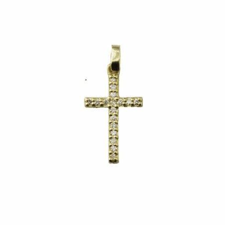 Cruz de oro con circonitas de 10x12 mm  + anilla