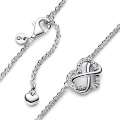 392666C01-50 - Collar en plata de ley Corazón Infinito Brillante Pandora
