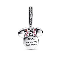 782615C01 - Charm Colgante Doble en plata de ley y con un recubrimiento en oro rosa de 14k Silueta Minnie Mouse de Disney Pandor