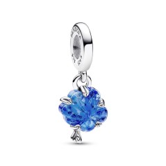 Charm Colgante en plata de ley Árbol Familiar Cristal de Murano Azul Pandora