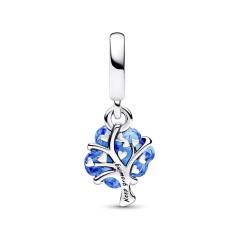Charm Colgante en plata de ley Árbol Familiar Cristal de Murano Azul Pandora