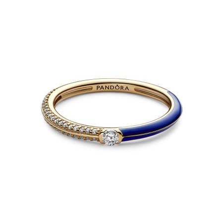 162528C01 - Anillo Pandora ME con un recubrimiento en oro de 14k Dual Azul & Pavé Pandora