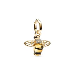 Charm Colgante con un recubrimiento en oro de 14k Abeja Brillante Pandora