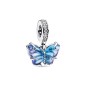 Charm Colgante de Cristal de Murano en plata de ley Mariposa Azul Pandora