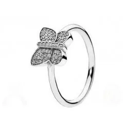 Anillo Pandora en plata con circontas. Mariposa. Talla 54. 