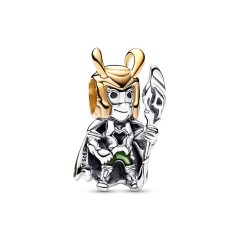Charm en plata de ley y con un recubrimiento en oro de 14k Loki de Marvel Pandora