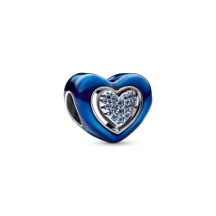 Charm en plata de ley Corazón Giratorio Azul Pandora
