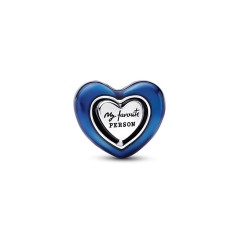 792750C01 - Charm en plata de ley Corazón Giratorio Azul Pandora