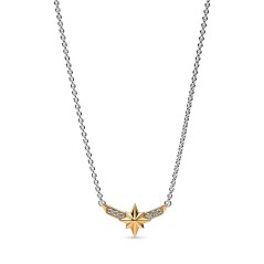 362745C01-50 - Collar en plata de ley y con un recubrimiento en oro de 14k Estrella Octogonal Capitana Marvel en Dos Tonos de Ma