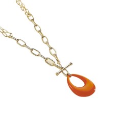2680200-279-TU - Collar largo BRIGITTE - acabado Naranja / Oro