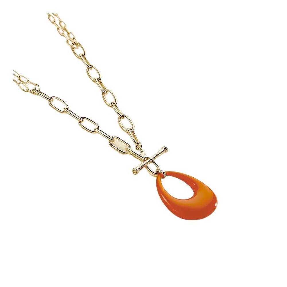 Collar largo BRIGITTE - acabado Naranja / Oro