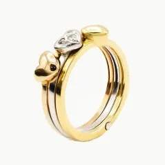 Z-36465 - Anillo tricolor de oro 18k con 3 motivos en forma de corazón y 3 diamantes