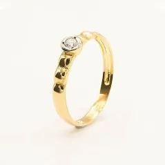 Z-29323 - Anillo bicolor de oro de 18 kilates con 1 circonita central