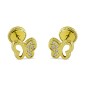 Pendientes de oro 18k en forma de mariposa con circonitas y cierre de rosca