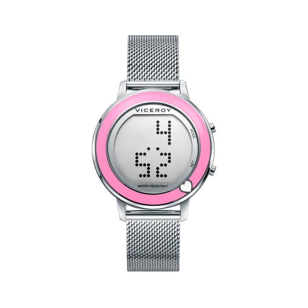 Reloj de niña Sweet con brazalete de acero y esfera rosa