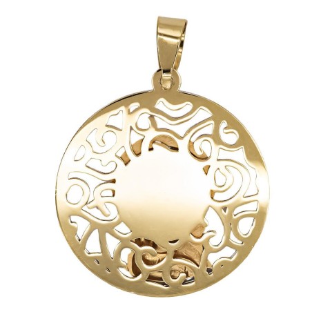 Medalla Vigen Niña de oro 18k con borde en oro blanco