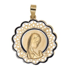 Medalla oro 18k con Virgen Niña. Diámetro 19mm