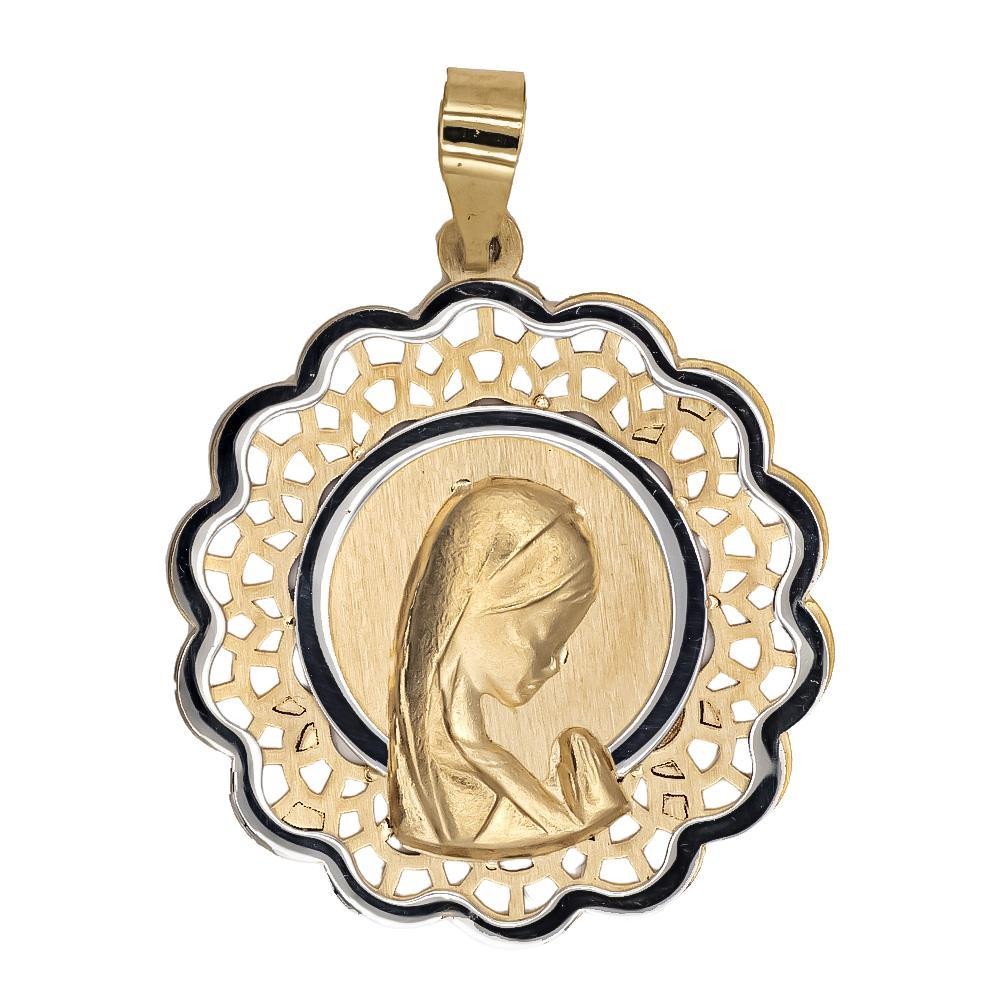 Medalla oro 18k con Virgen Niña. Diámetro 19mm