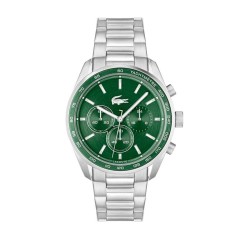 Reloj Lacoste Boston Plateado y Verde Cronógrafo Hombre