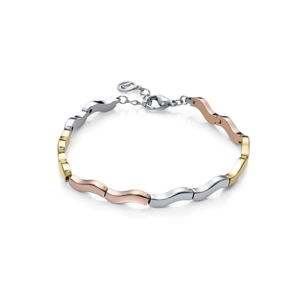 Pulsera Viceroy de acero, ip dorado y rosa en forma de ondas para mujer