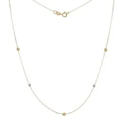 Collar de oro 18k con cadena y bolas de 2-3 mm en bicolor. Largo de 42 cm adaptable a 40 ctm.