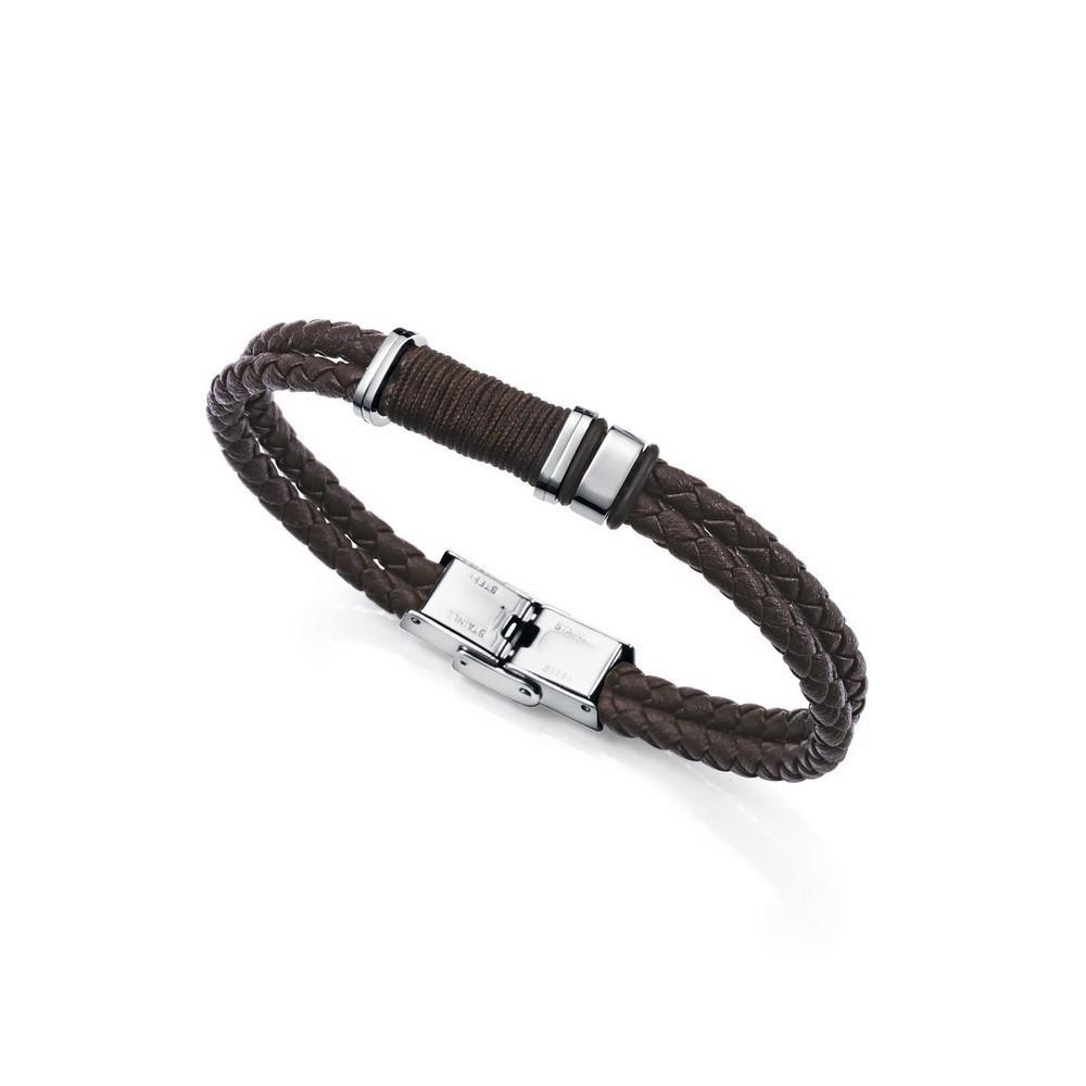 Pulsera Viceroy Fashion de acero, piel y cordon marron para hombre