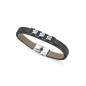 Pulsera Viceroy Fashion de acero e ip y piel negra para hombre