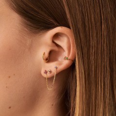 2390089-256-TU - Piercing mini FLORAL acabado Multicolor / Oro