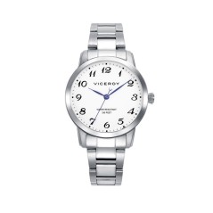 Reloj Viceroy Mujer Acero con Esfera Blanca y Agujas Azules Ref. 41138-05