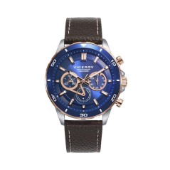 Reloj Cronógrafo Viceroy Magnum Hombre 43mm Esfera Azul y Correa de Piel Marrón - Elegancia y Funcionalidad