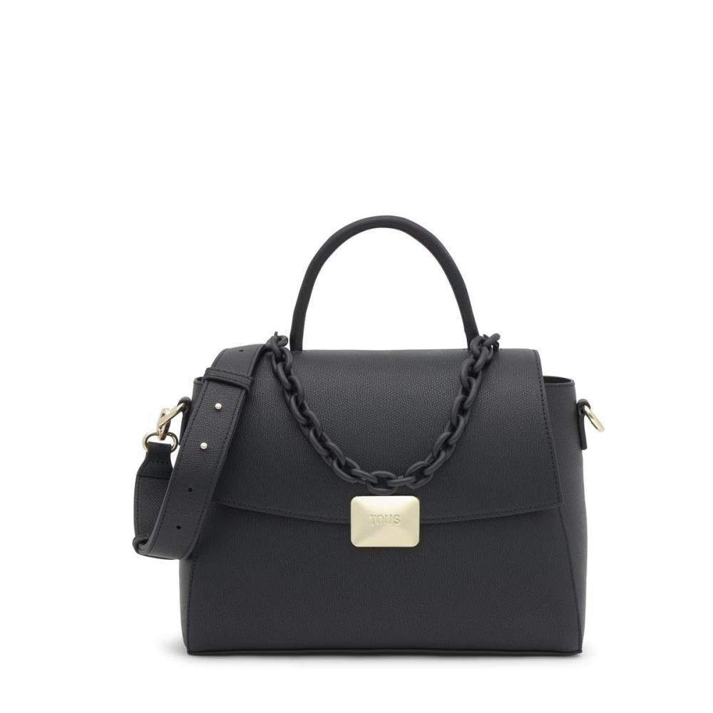 Bolso City Mediano Negro TOUS Lucia de Lona con Asa Ajustable