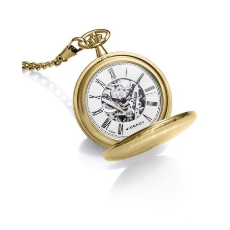 41153-92 - Reloj de Bolsillo Viceroy Automático con Caja de Metal IP Dorado - Elegancia y Tradición