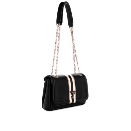 HWZS7879210-BLA - Bolso de hombro GUESS Noelle con detalles de rayas - Negro | Modelo HWZS7879210