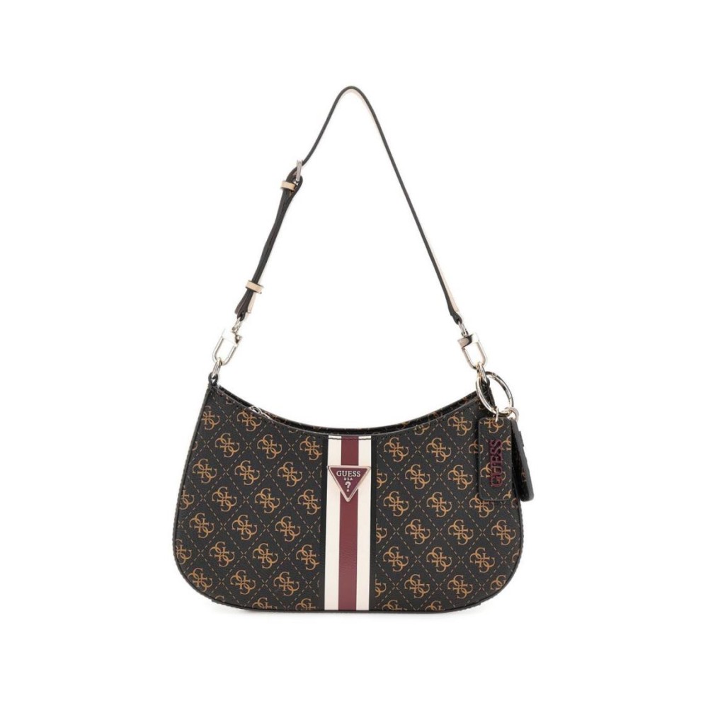 Bolso GUESS Noelle Top Zip Shoulder - Marrón con Logotipo 4G | Modelo HWQS7879180-BNL