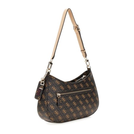 HWQS7879180-BNL - Bolso GUESS Noelle Top Zip Shoulder - Marrón con Logotipo 4G | Modelo HWQS7879180-BNL