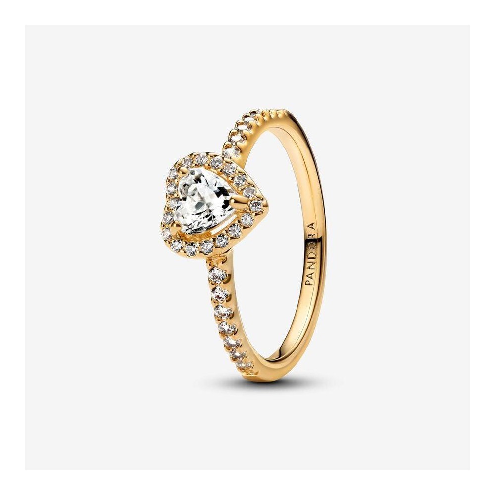 Anillo con recubrimiento en oro de 14k Corazón en Relieve | Pandora Oficial