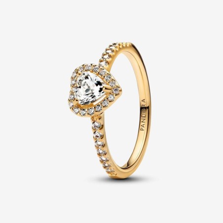 Anillo con recubrimiento en oro de 14k Corazón en Relieve | Pandora Oficial