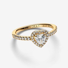 Anillo con recubrimiento en oro de 14k Corazón en Relieve | Pandora Oficial