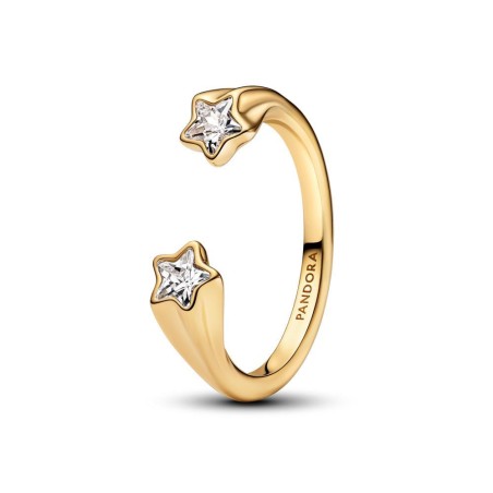 Anillo Abierto con un recubrimiento en oro de 14k Estrellas Fugaces | Pandora Oficial