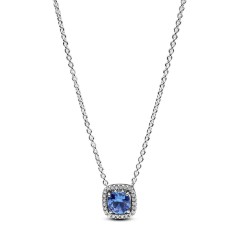 393560C01-45 - Collar en plata de ley Halo Azul Cuadrado Brillante | Pandora Oficial