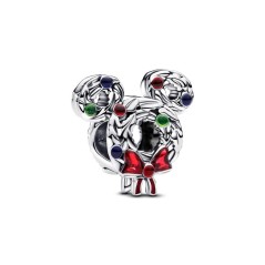 793531C01 - Charm en plata de ley Corona Navideña Mickey Mouse de Disney | Pandora Oficial