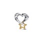 Charm en plata de ley con recubrimiento en oro de 14k Estrella y Corazón de la Suerte | Pandora Oficial