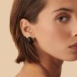 Pendientes Largos Agatha París N-13 Negro/Oro con Cierre Omega y Esmalte