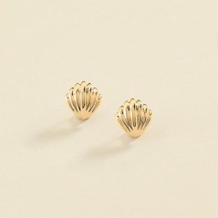 Pendientes Largos Agatha París N-13 Dorado con Forma de Concha y Cierre Omega