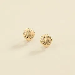 Pendientes Largos Agatha París N-13 Dorado con Forma de Concha y Cierre Omega