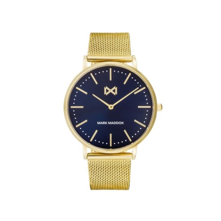 HM7122-37 - Reloj de hombre Greenwich tres agujas de acero ip dorado y malla milanesa