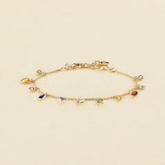 2480340-256-TU - Pulsera de Cadena CANDY Multicolor con Circonitas y Acabado en Oro