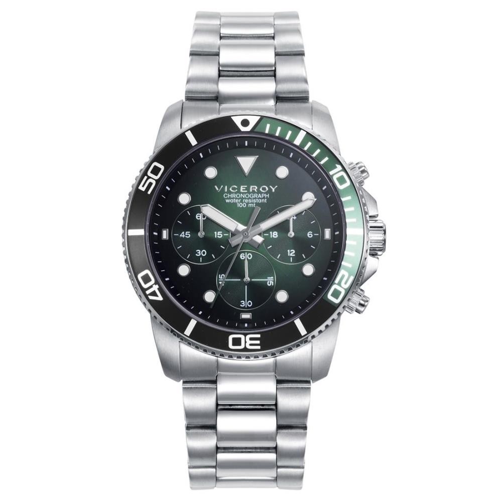 42453-77 - Reloj de Hombre Viceroy Heat Cronógrafo de Acero con Esfera Negra y Verde - Ref. 42453-77